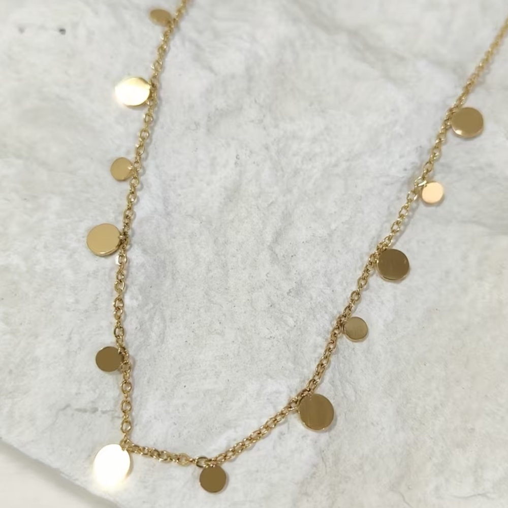 NEW 18K Gold Plated Beautiful Elegant Gold Disc Necklace Chain Bohemian Retro - Picture 4 of 8